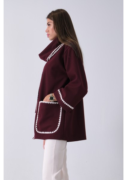 Bordo Önü Düğmeli Atkılı Süs Dikiş Detaylı Cepli Kısa Kaban 31050712.04 indirimleri