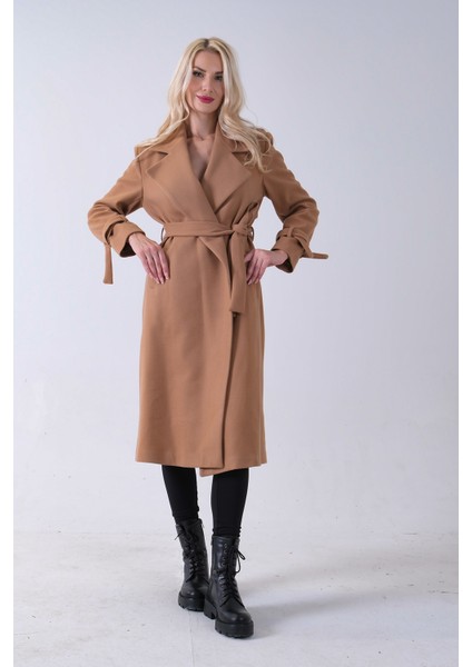 Sütlü Kahve Kol Bağlamalı Seyyar Kuşaklı Uzun Kaşe Kaban 41630051.374 fırsatları