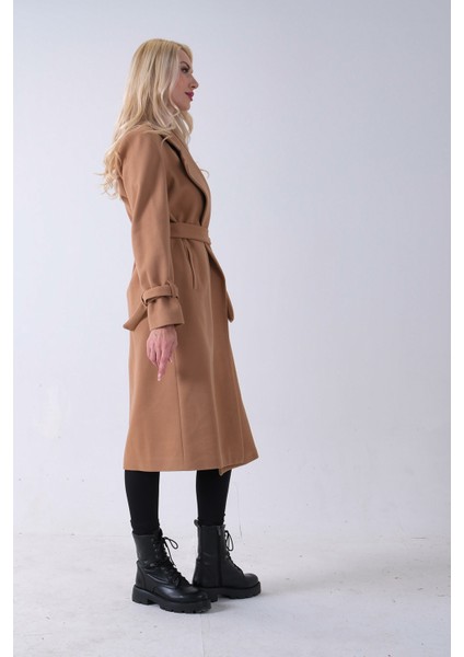 Sütlü Kahve Kol Bağlamalı Seyyar Kuşaklı Uzun Kaşe Kaban 41630051.374 indirimleri