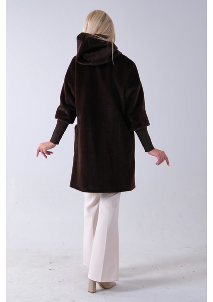 Kahve 2 Torba Cep Kapüşonlu Düğme Kapamalı Bileği Lastikli Peluş Kaban 41630062.05 indirimleri