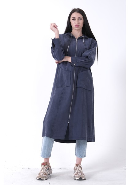 Lacivert Çift Cep Detaylı Fermuar Kapamalı Kapüşonlu Kap 44510684.02 fırsatları