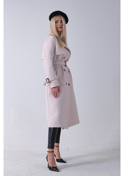 Taş Beli Kemerli Düğme Kapamalı Kapitone Desenli Trenç 44520205.50 modelleri