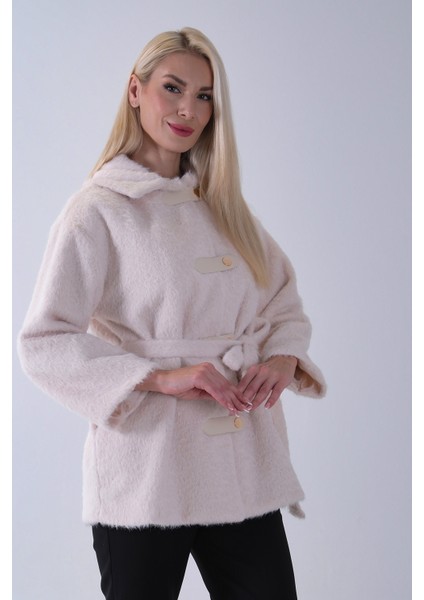 Ekru Gömlek Yakalı 4 Düğme Deri Bukle Detaylı Kaşe Yün Ceket 5307122.147 modelleri