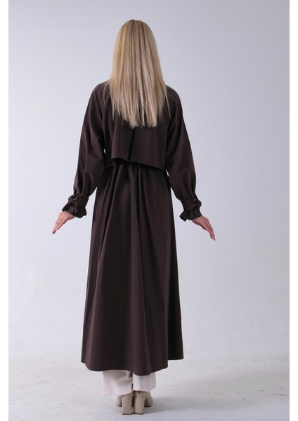 Kahve Belden Bağlama Detaylı Yandan Cepli Uzun Trenç 422237.05 indirimleri