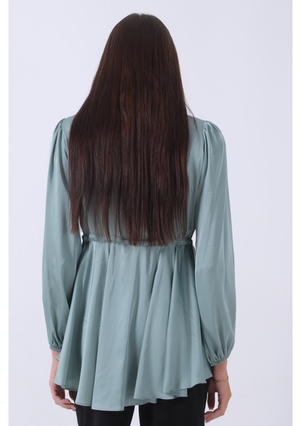 Mint Kolu Lastikli Belden Bağlamalı Saten Tunik 44510418.27 indirimleri