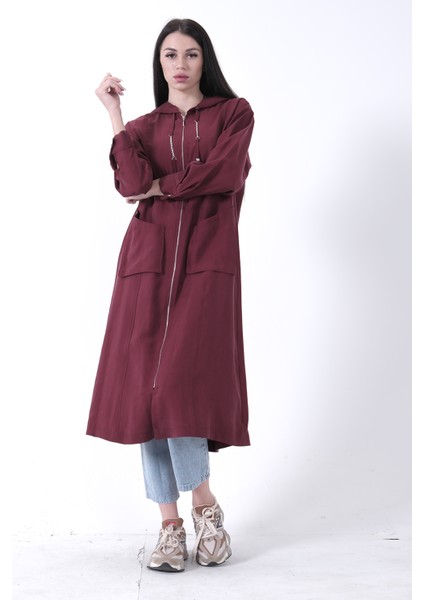 Bordo Çift Cep Detaylı Fermuar Kapamalı Kapüşonlu Kap 44510684.04 fırsatları