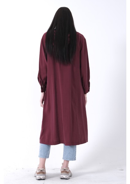 Bordo Çift Cep Detaylı Fermuar Kapamalı Kapüşonlu Kap 44510684.04