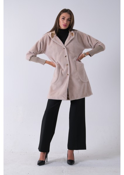 Bej 2 Torba Cep Kapüşonlu Düğme Kapamalı Bileği Lastikli Peluş Kaban 41630062.55 modelleri