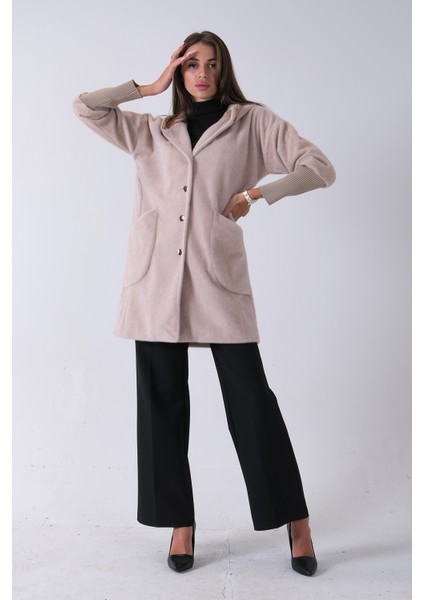 Bej 2 Torba Cep Kapüşonlu Düğme Kapamalı Bileği Lastikli Peluş Kaban 41630062.55 fırsatları