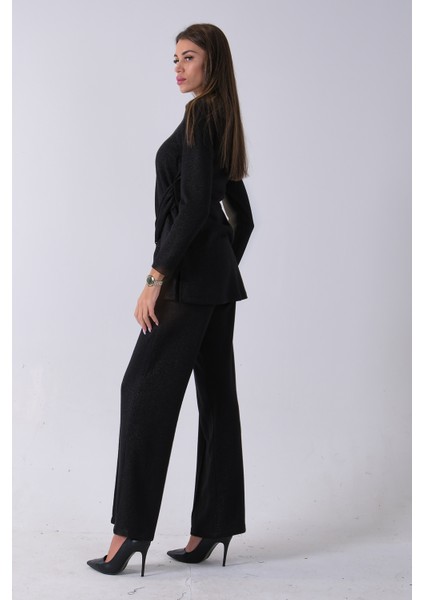 Siyah Altın Toka Detaylı Pantolonlu Takım 4577282.01