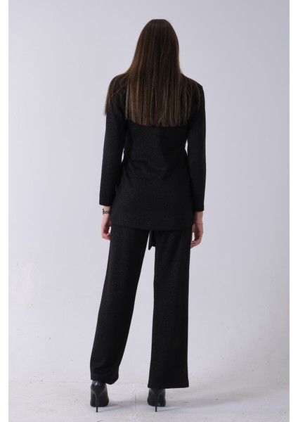 Siyah Altın Toka Detaylı Pantolonlu Takım 4577282.01