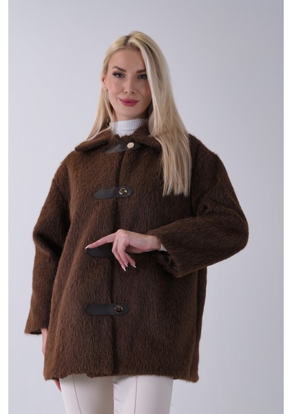 Kahve Gömlek Yakalı 4 Düğme Deri Bukle Detaylı Kaşe Yün Ceket 5307122.05 fiyatları