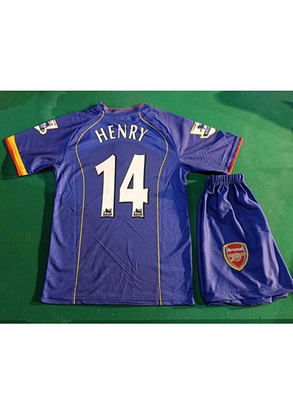 Arsenal Thierry Henry Lacivert Retro Çocuk Forma 2 Li Set. Forma+Şort