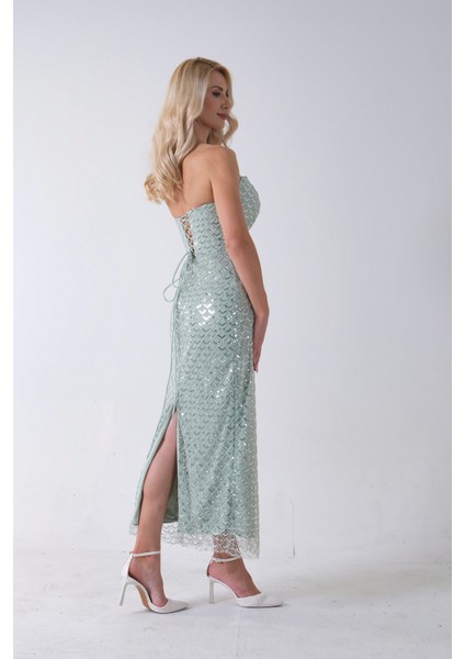 Mint Midi Boy Straplez Pul Payet Abiye 0801134.27