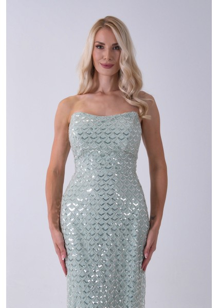 Mint Midi Boy Straplez Pul Payet Abiye 0801134.27