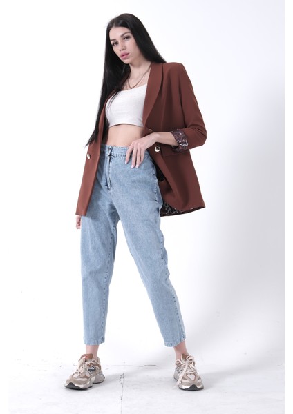 Kahve Şal Yaka Leopar Astarlı Kruvaze Ceket 39711561.05