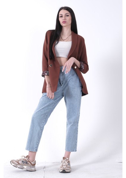 Kahve Şal Yaka Leopar Astarlı Kruvaze Ceket 39711561.05 fiyatları