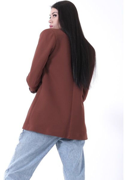 Kahve Şal Yaka Leopar Astarlı Kruvaze Ceket 39711561.05