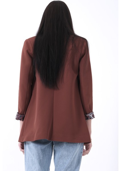 Kahve Şal Yaka Leopar Astarlı Kruvaze Ceket 39711561.05