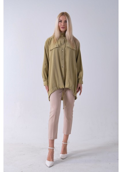 Yeşil Hakim Yaka Cep Kapak Detaylı Etek Ucu Ipli Tunik 3972106.07 fiyatları