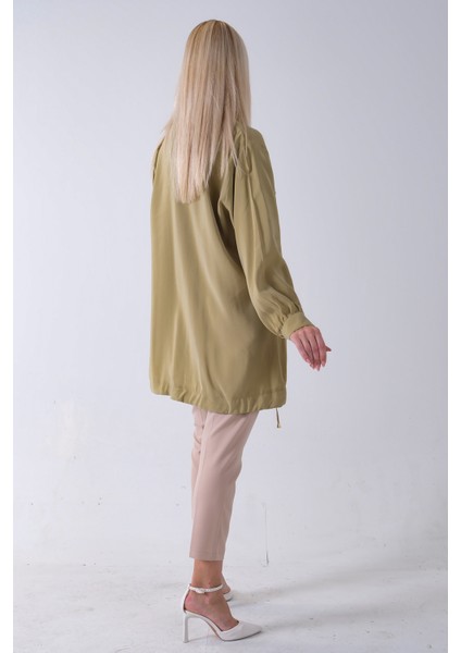 Yeşil Hakim Yaka Cep Kapak Detaylı Etek Ucu Ipli Tunik 3972106.07 fırsatları