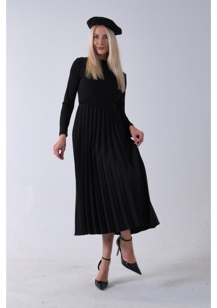 Siyah Eteği Pilise Detaylı Elbise 3975495.01 modelleri