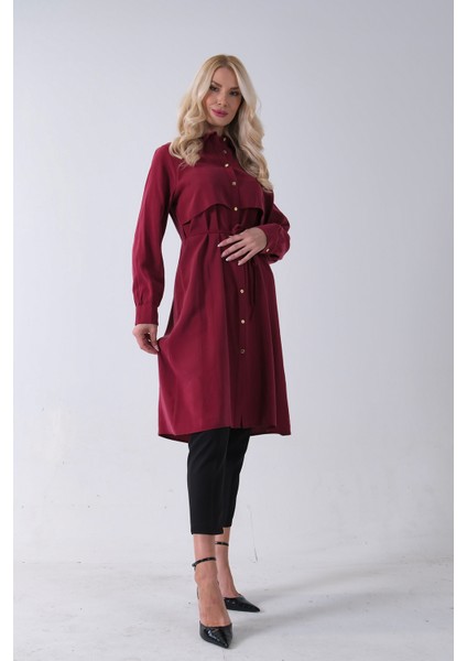 Bordo Önü Aller Detaylı Bağcıklı Modal Tunik 31050762.04 fırsatları