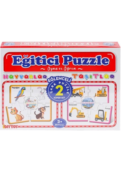 Bfs 7196 Çark Puzzle Hayvanlar Taşıtlar 60 Parça -Dıytoy modelleri
