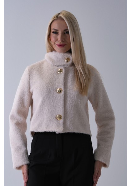 Ekru Yarım Balıkçı Yaka 4 Düğmeli Kaşe Yün Ceket 5307121.147 fiyatları