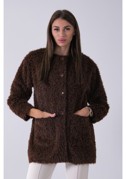 Kahve Önü 4 Düğme Kapamalı Çift Cepli Kuşaklı Kap 940140187.05