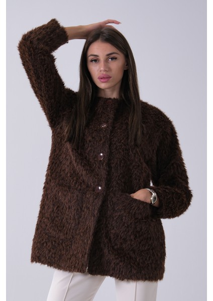 Kahve Önü 4 Düğme Kapamalı Çift Cepli Kuşaklı Kap 940140187.05 modelleri