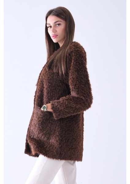 Kahve Önü 4 Düğme Kapamalı Çift Cepli Kuşaklı Kap 940140187.05