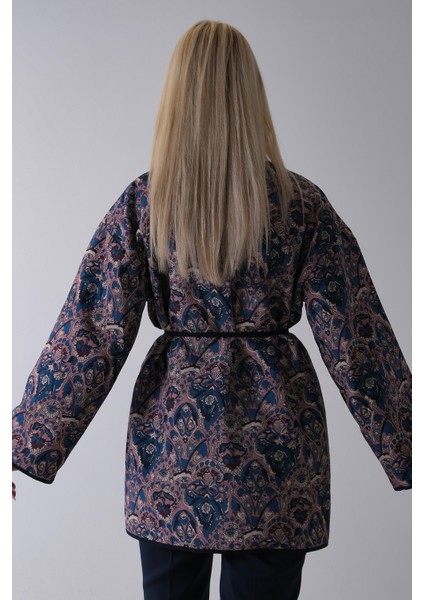 Lacivert Astarlı Biye Detaylı Cepli Kapitone Ceket 31050766.02