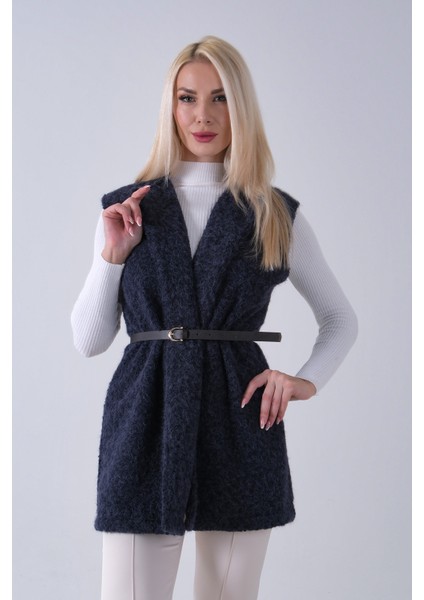 Lacivert Kemerli Yünlü Kaşe Yelek 31070196.02 fiyatları