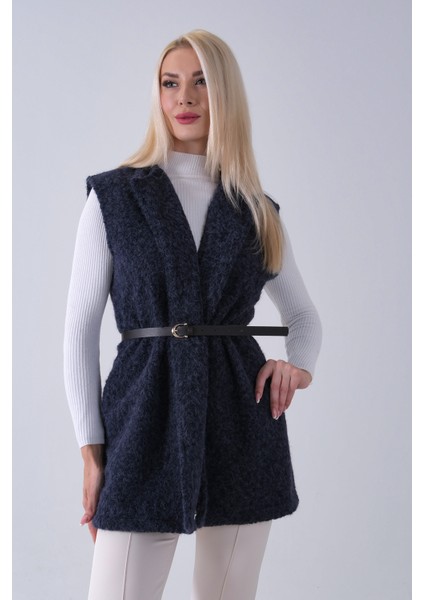 Lacivert Kemerli Yünlü Kaşe Yelek 31070196.02 modelleri