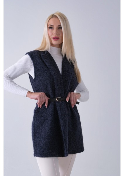 Lacivert Kemerli Yünlü Kaşe Yelek 31070196.02 indirimleri