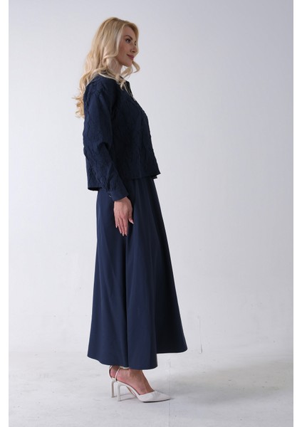 Lacivert Fermuar Kapamalı Ceket Üzeri Desenli Etekli Takım 4577259.02 indirimleri