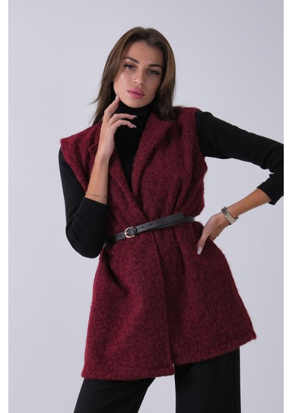 Bordo Kemerli Yünlü Kaşe Yelek 31070196.04 modelleri