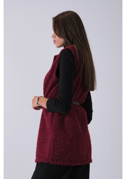 Bordo Kemerli Yünlü Kaşe Yelek 31070196.04 fırsatları