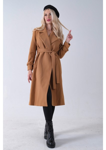 Camel Kol Bağlamalı Seyyar Kuşaklı Uzun Kaşe Kaban 41630051.09 fiyatları