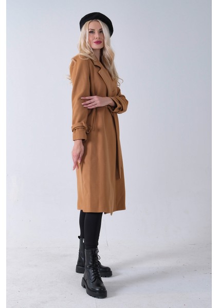 Camel Kol Bağlamalı Seyyar Kuşaklı Uzun Kaşe Kaban 41630051.09 fırsatları