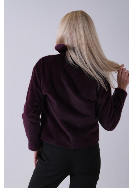 Mor Omuz Fiyonk Detaylı Düğme Kapamalı Kaşe Ceket 41630060.03 indirimleri