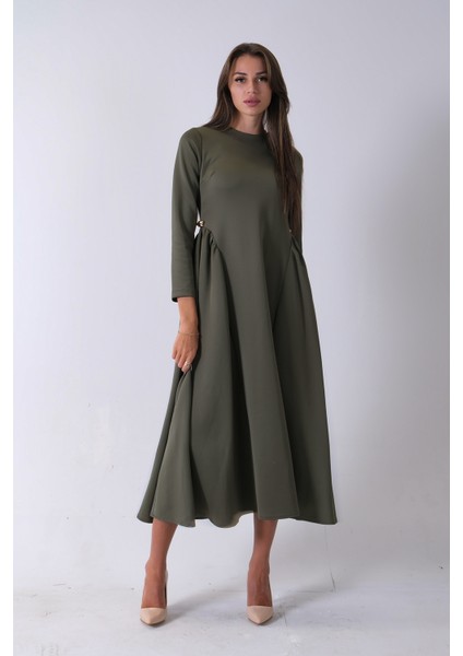 Haki Bisiklet Yaka Scuba Tesettür Elbise 4593445.23 fiyatları