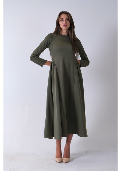 Haki Bisiklet Yaka Scuba Tesettür Elbise 4593445.23 modelleri