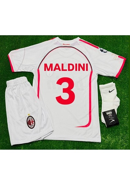 Milan Maldini Çocuk Forması 3lü Set Beyaz