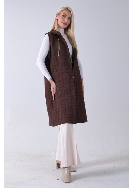 Kahve Zincir Detaylı Fleto Cepli Kapitone Yelek 31070195.05 fiyatları