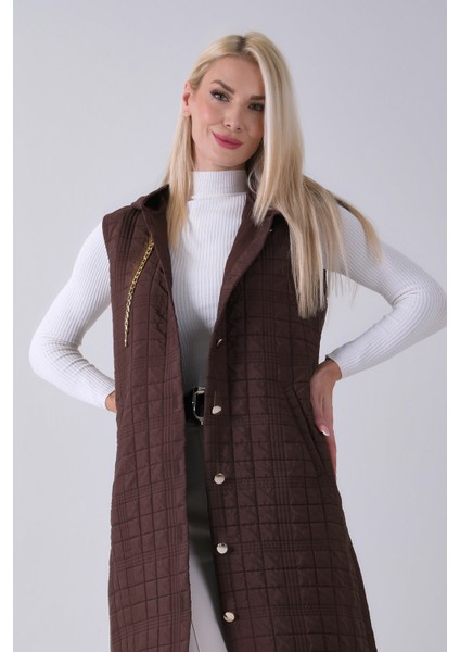 Kahve Zincir Detaylı Fleto Cepli Kapitone Yelek 31070195.05 indirimleri