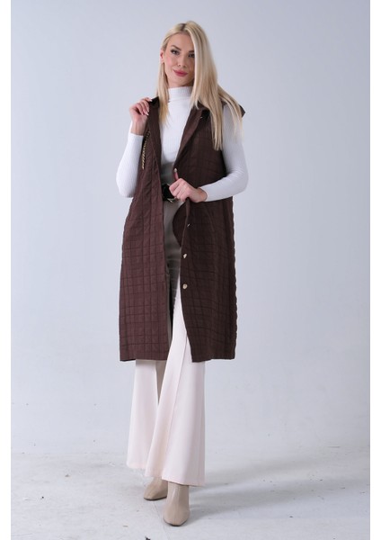 Kahve Zincir Detaylı Fleto Cepli Kapitone Yelek 31070195.05