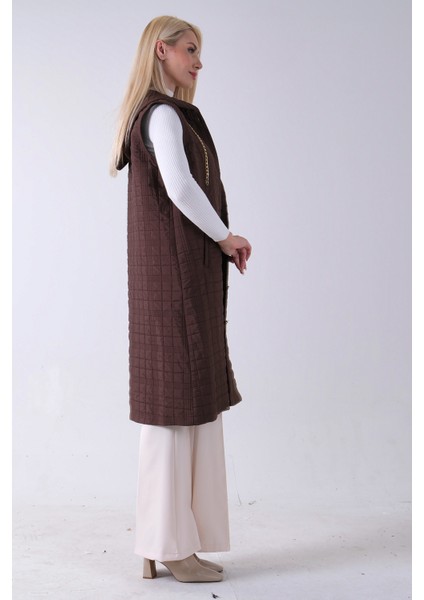 Kahve Zincir Detaylı Fleto Cepli Kapitone Yelek 31070195.05