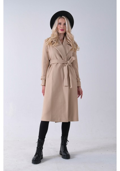 Bej Kol Bağlamalı Seyyar Kuşaklı Uzun Kaşe Kaban 41630051.55 modelleri